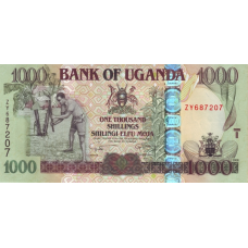 P43c Uganda - 1000 Shillings Year 2008
